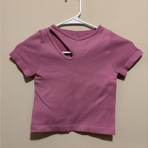Aura Pink Ribbed Top With Cutout